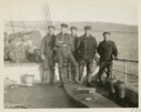 Image of 5 crew members of S.S. Roosevelt[ these names not correct:] Ross Marvin, Bosun Murphy, George Wardwell, Matthew Henson and ?